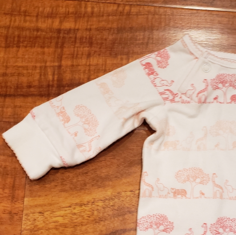Janie and Jack EUC Newborn pink animal print one piece romper - Picture 4 of 6
